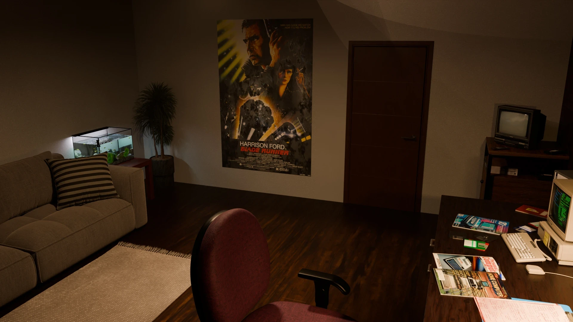 Blade Runner poster and fish tank