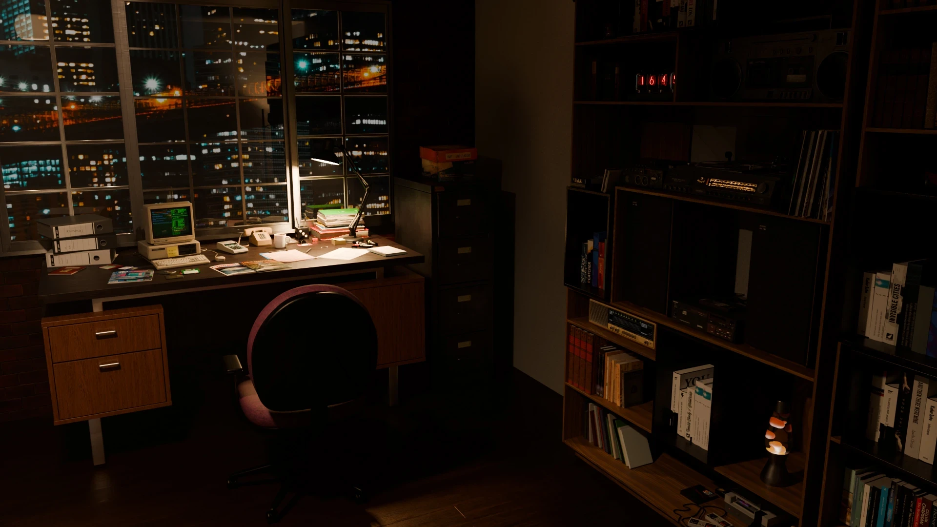 Desk and bookshelf angle