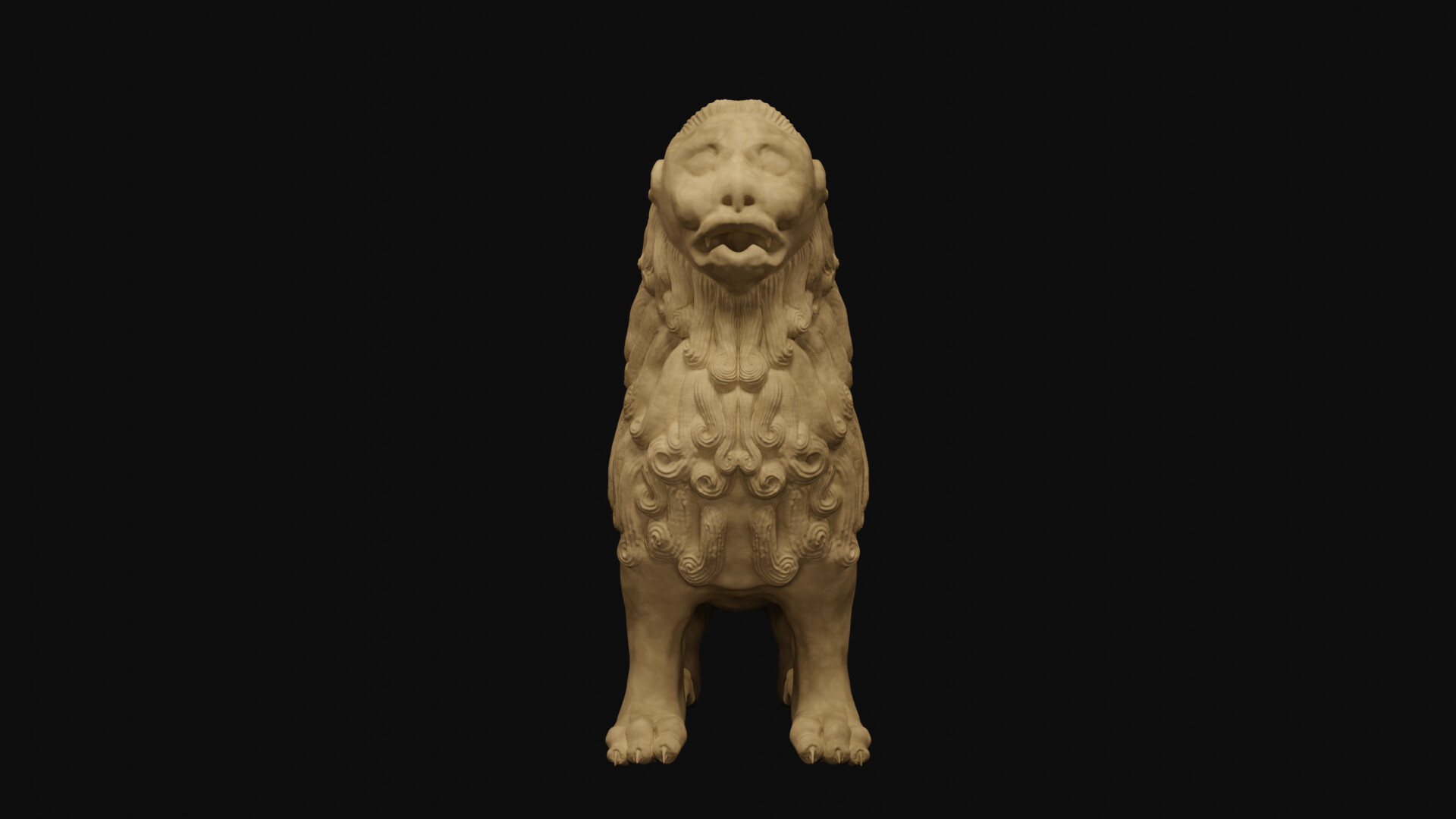 Lion sculpt front view