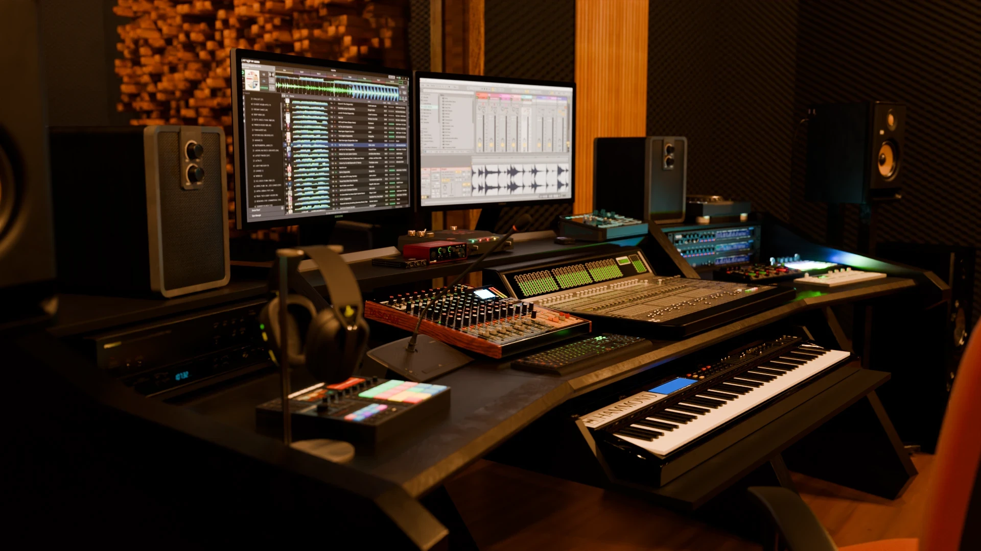 Desk close-up with equipment